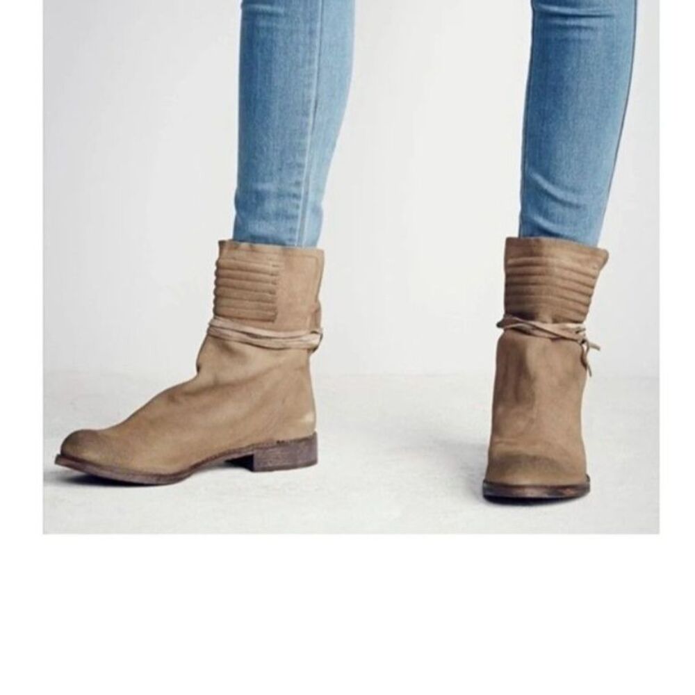 Free People Cambridge Wrap Boots Tan Boho Suede 39